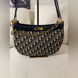 Vintage Dior Trotter Half Moon Shoulder Bag.